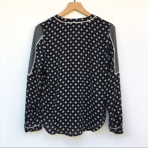 Loft By Ann Taylor Black & White Patterned Blouse - Picture 6 of 7